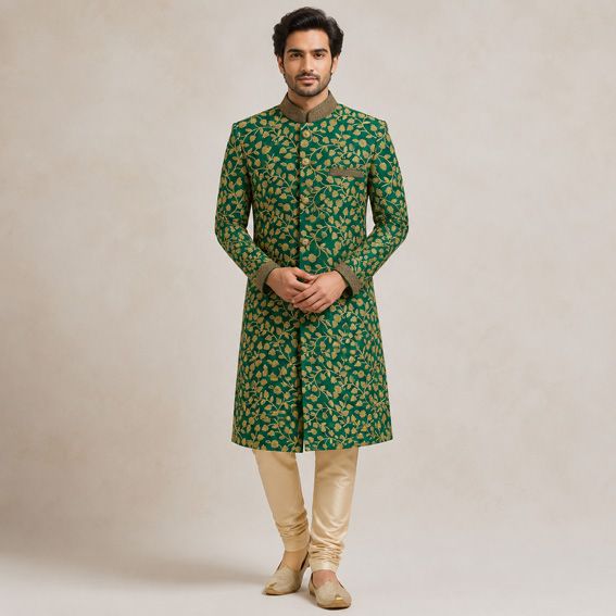 Sherwani Emerald Green